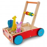 Premergator / Antemergator Animal Car din lemn cu animale saltarete si roti silentioase 